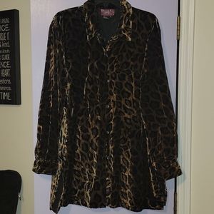 Leopard print button down
